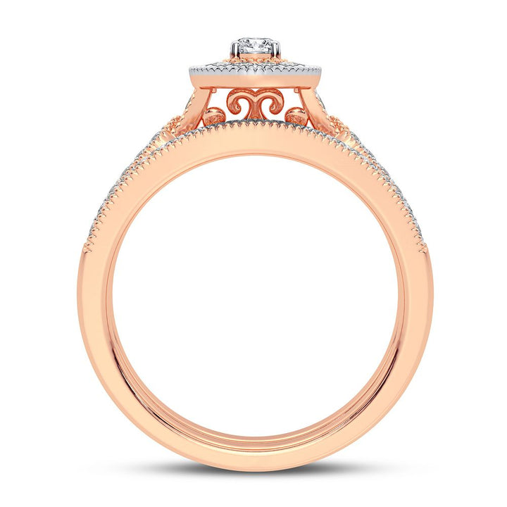 Romantic 14k Rose Gold Lab Diamond Bridal Ring (0.50CT)