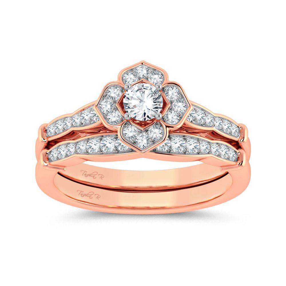 Romantic 14k Rose Gold Lab Diamond Bridal Ring (0.50ct)
