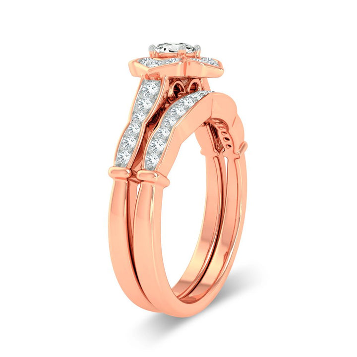 Romantic 14k Rose Gold Lab Diamond Bridal Ring (0.50ct)