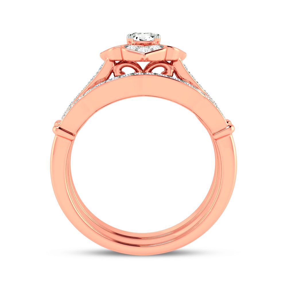 Romantic 14k Rose Gold Lab Diamond Bridal Ring (0.50ct)