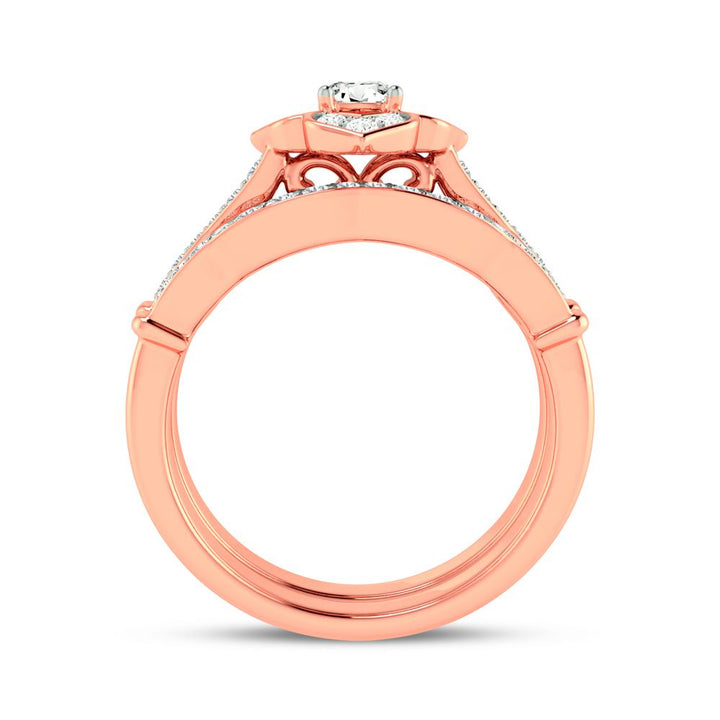 Romantic 14k Rose Gold Lab Diamond Bridal Ring (0.50ct)