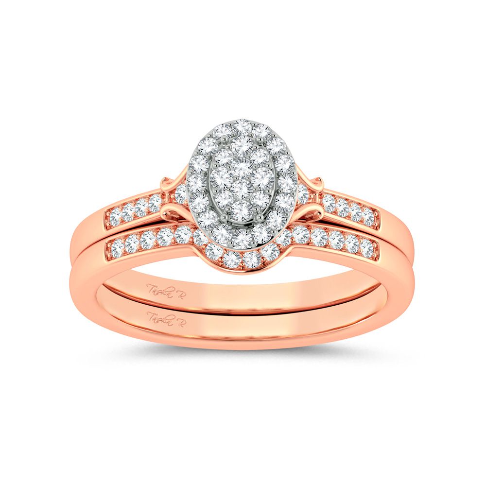 Romantic 14k Rose Gold Lab Diamond Bridal Ring (0.26ct)