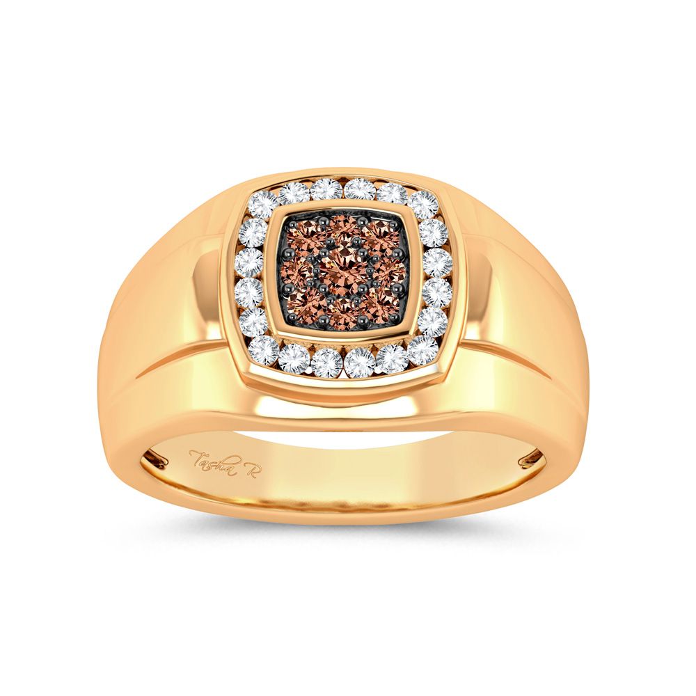 14K Yellow Gold 0.50ct Diamond Mens Ring