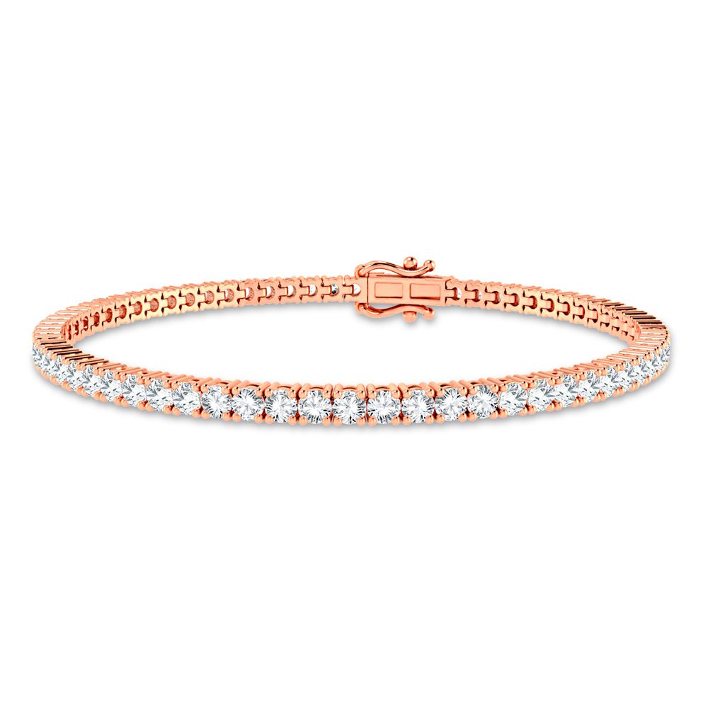 Romantic Rose Gold Lab Diamond Womens Bracelet - 3ct Elegance
