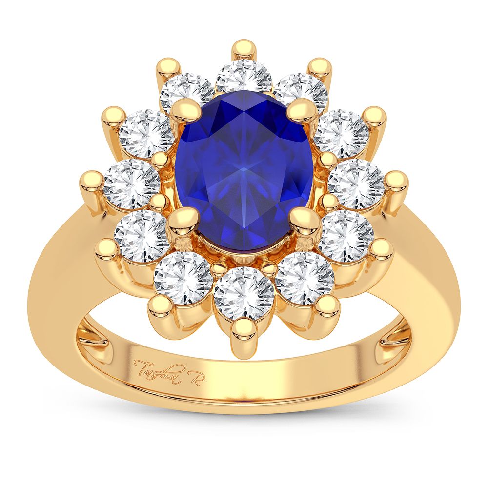 14K Yellow Gold 0.78ct Lab Diamond Womens Cocktail Ring