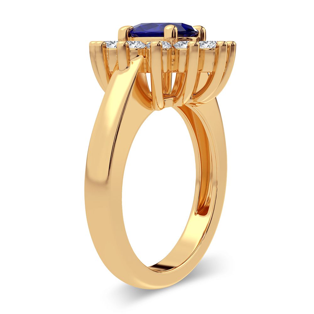 14K Yellow Gold 0.78ct Lab Diamond Womens Cocktail Ring