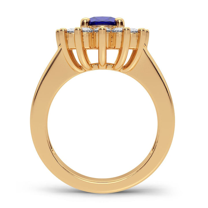 14K Yellow Gold 0.78ct Lab Diamond Womens Cocktail Ring