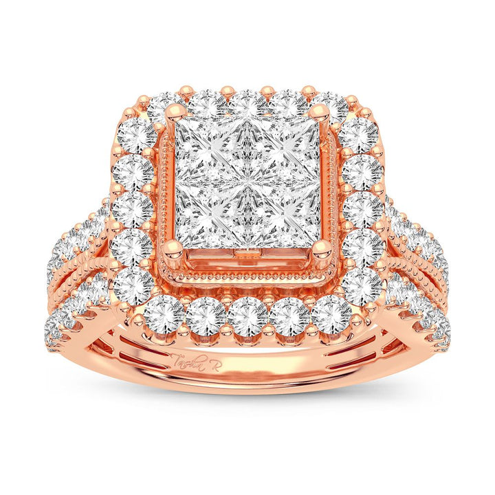 Romantic 14k Rose Gold Lab Diamond Engagement Ring 2CT