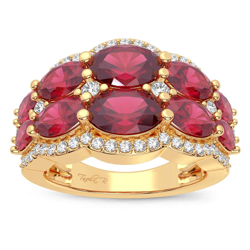 14K Yellow Gold Lab Diamond Womens Cocktail Ring