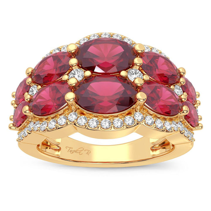 14K Yellow Gold Lab Diamond Womens Cocktail Ring