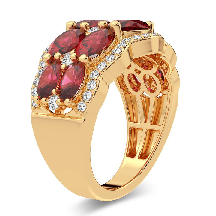 14K Yellow Gold Lab Diamond Womens Cocktail Ring