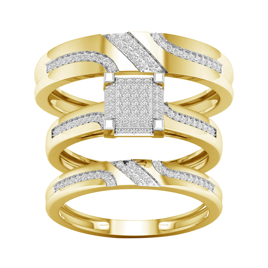 10k Yellow Gold Lab Diamond Trio Set for Womens Elegance