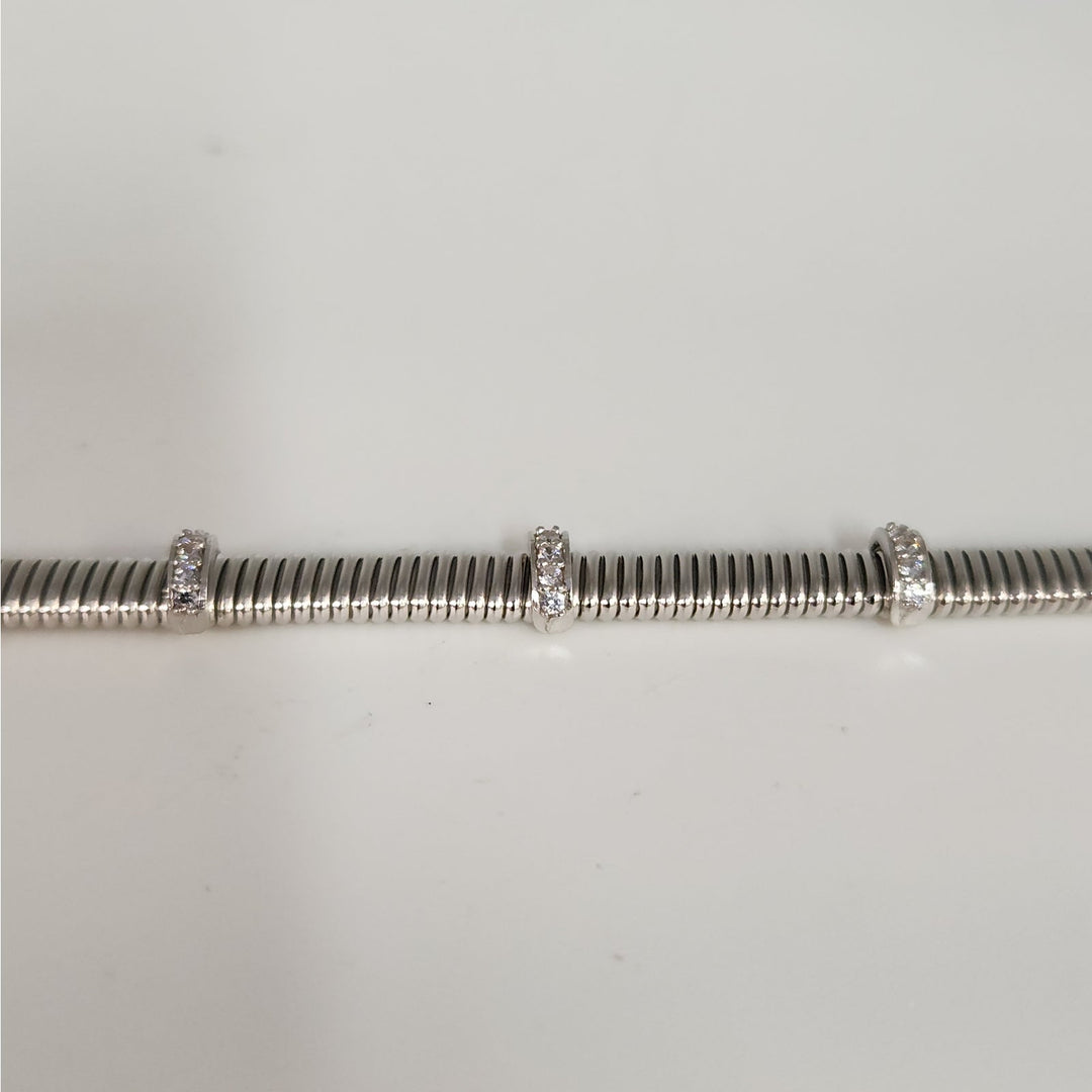 925 Sterling Silver Bracelet with cubic zirconia Accents