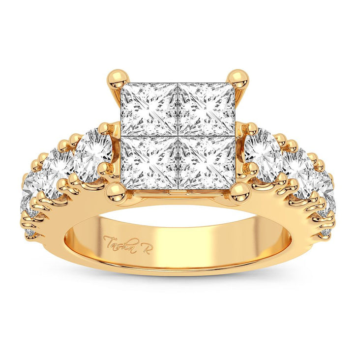 14K Yellow Gold 2.64CT Lab Diamond Engagement Ring