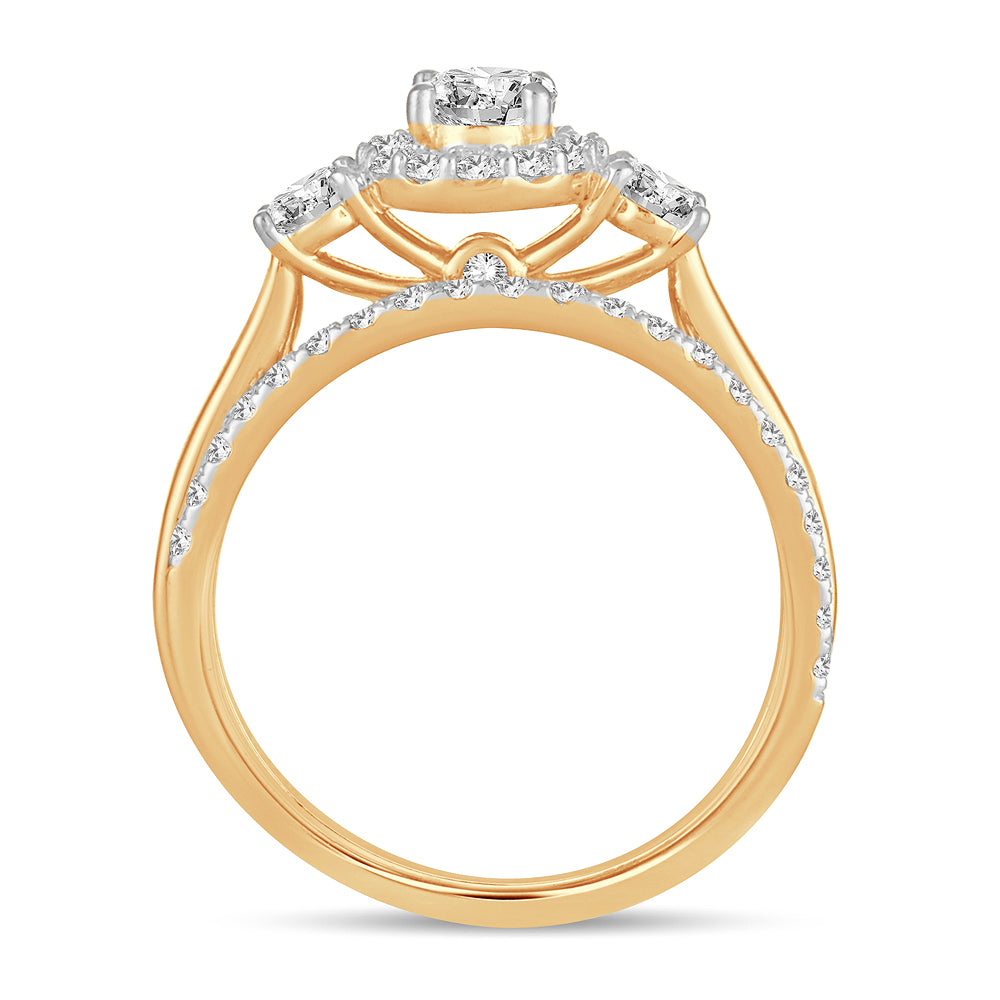 14k Yellow Gold Lab Diamond Bridal Ring (1.20CT Brilliance)