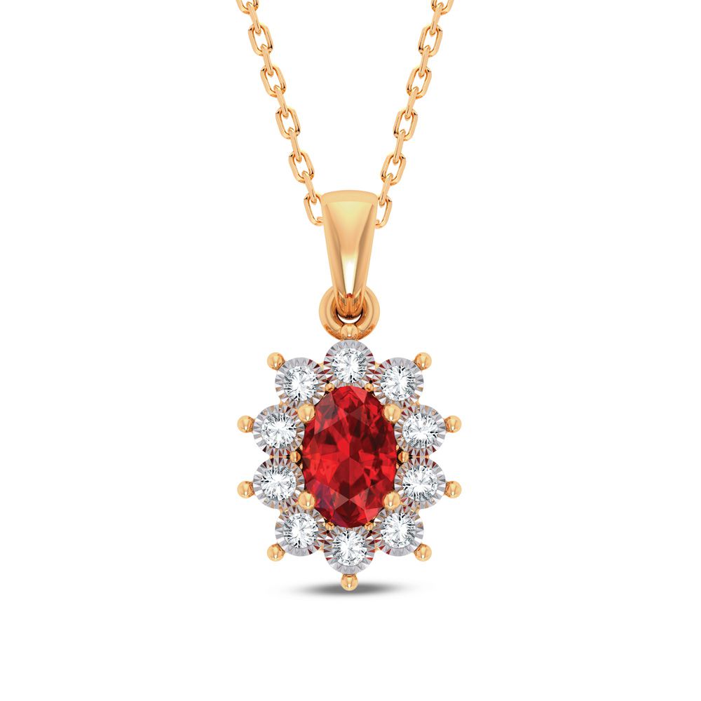 10K Yellow Gold 0.06ct Diamond Ruby Pendant