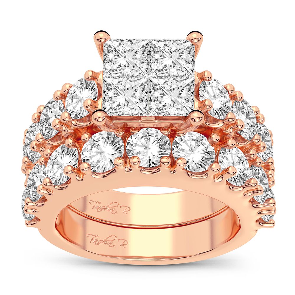 Romantic 14k Rose Gold Lab Diamond Bridal Ring