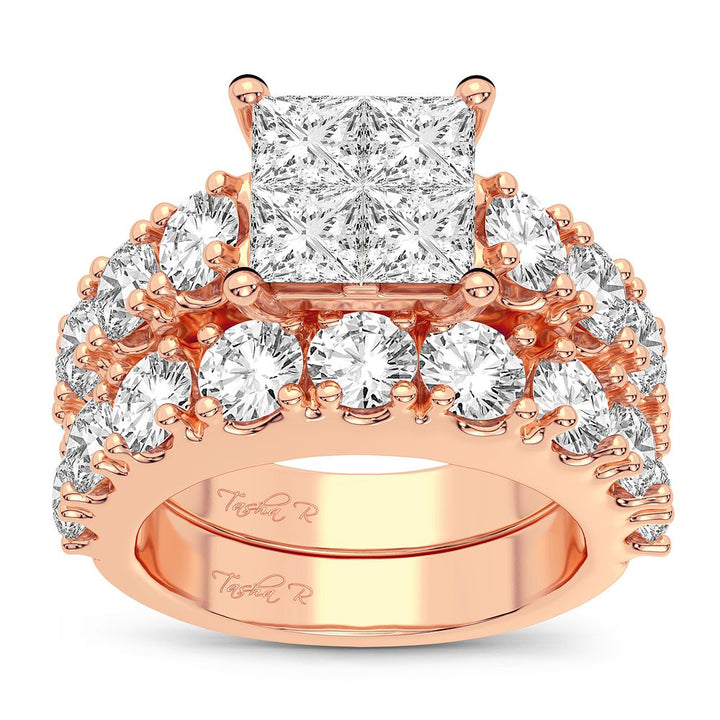 Romantic 14k Rose Gold Lab Diamond Bridal Ring