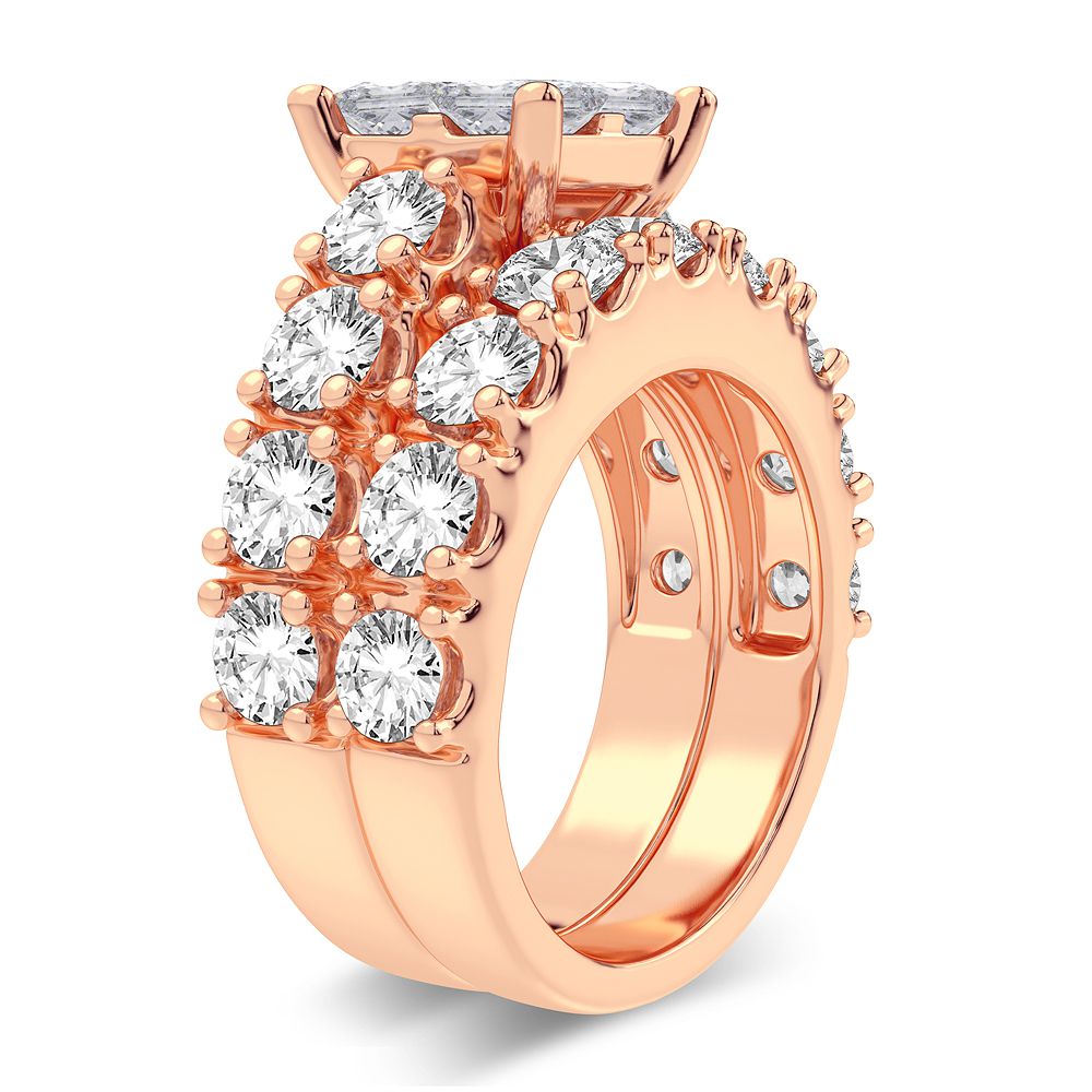 Romantic 14k Rose Gold Lab Diamond Bridal Ring