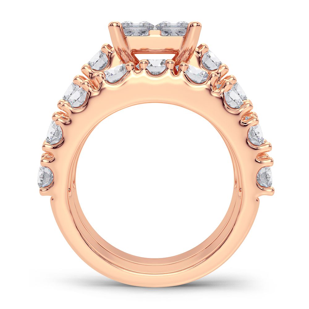 Romantic 14k Rose Gold Lab Diamond Bridal Ring