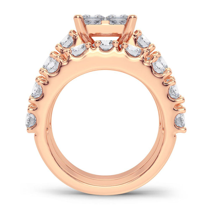 Romantic 14k Rose Gold Lab Diamond Bridal Ring