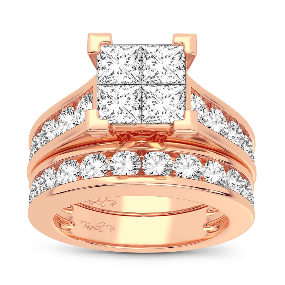 Romantic 14k Rose Gold Lab Diamond Bridal Ring