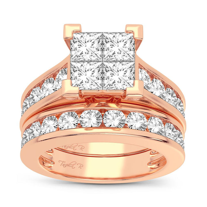 Romantic 14k Rose Gold Lab Diamond Bridal Ring
