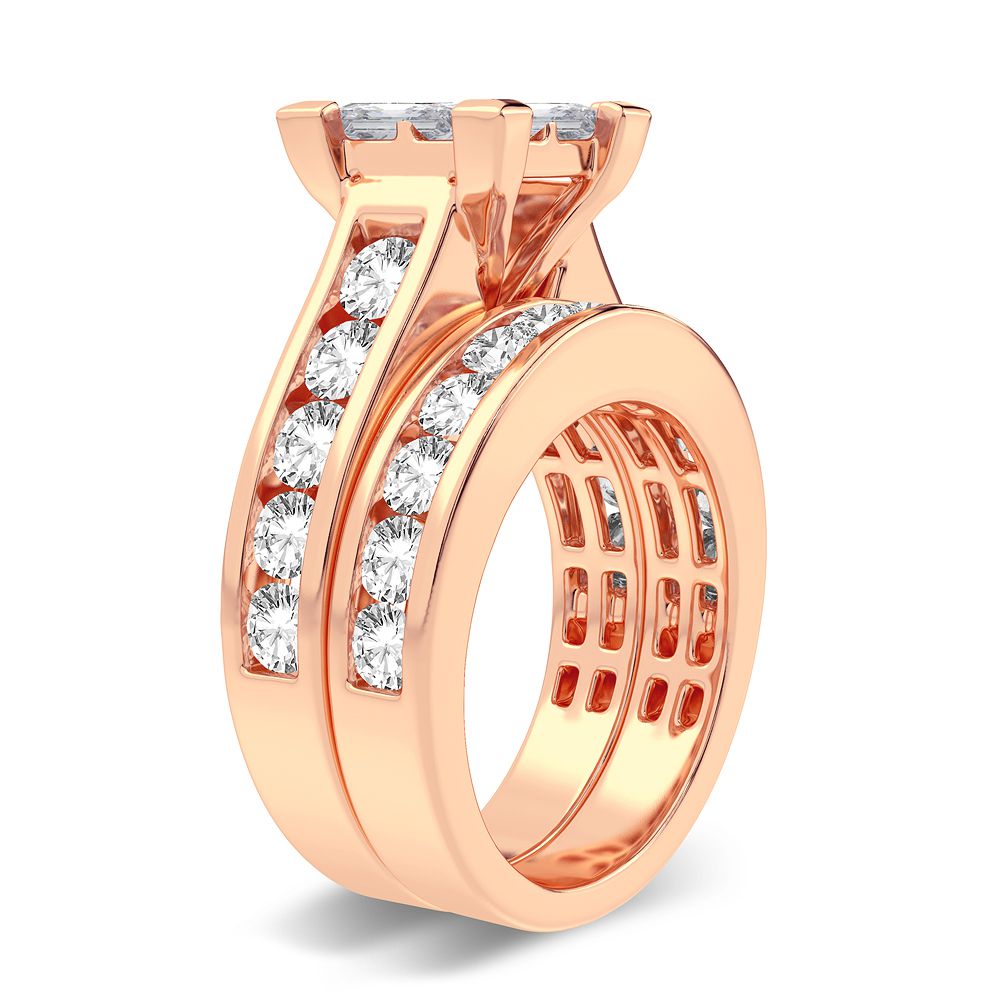 Romantic 14k Rose Gold Lab Diamond Bridal Ring