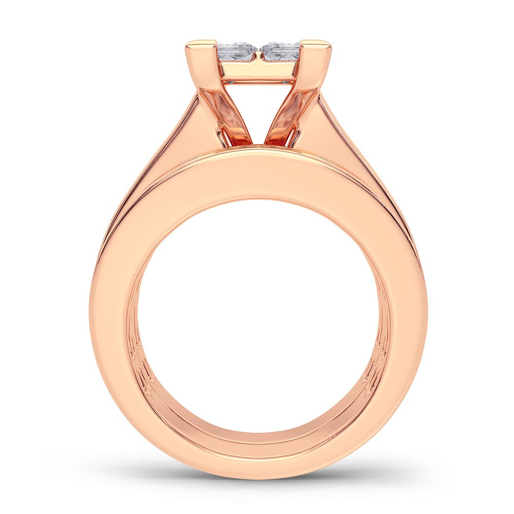 Romantic 14k Rose Gold Lab Diamond Bridal Ring
