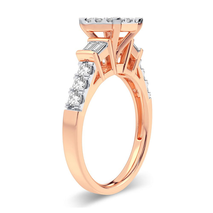 Romantic 14k Rose Gold Lab Diamond Engagement Ring