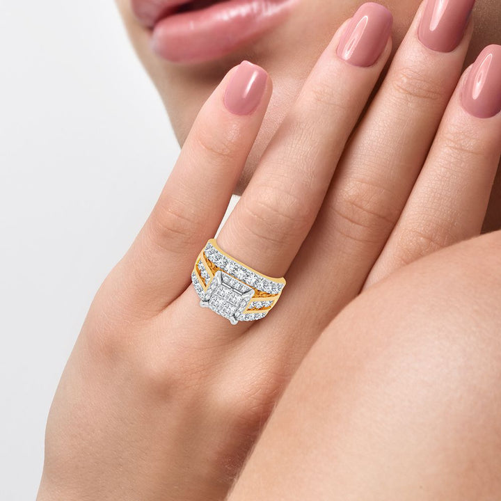 Brilliant 14K Yellow Gold Lab Diamond Engagement Ring (3CT)