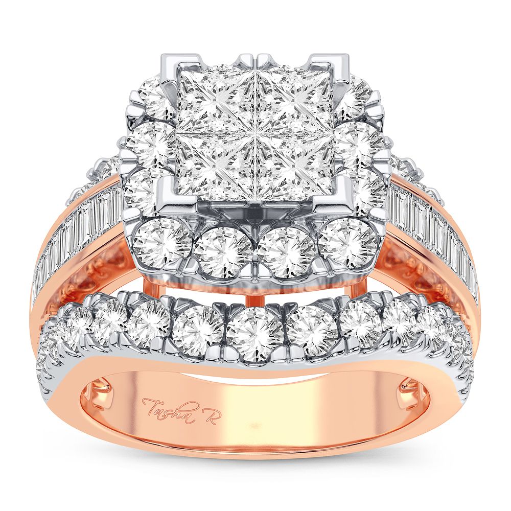 Romantic 14k Rose Gold 1.95CT Lab Diamond Engagement Ring