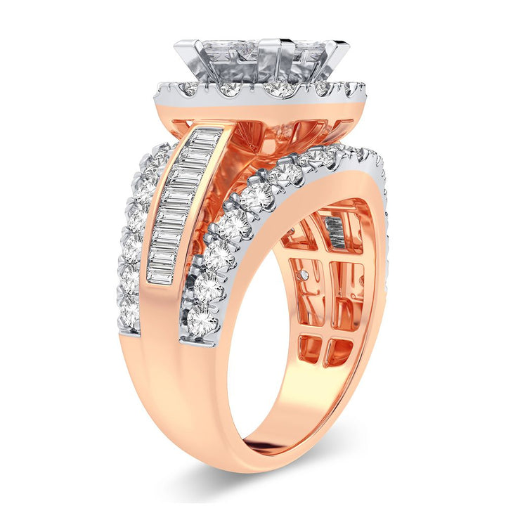 Romantic 14k Rose Gold 1.95CT Lab Diamond Engagement Ring