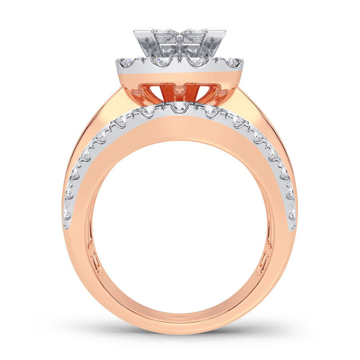 Romantic 14k Rose Gold 1.95CT Lab Diamond Engagement Ring