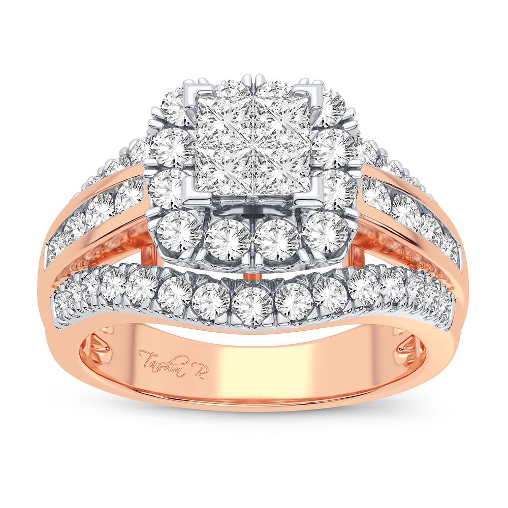 Romantic 14k Rose Gold 1.50CT Lab Diamond Engagement Ring