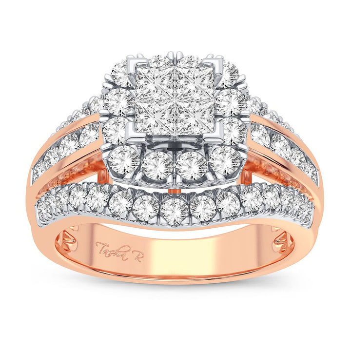 Romantic 14k Rose Gold 1.50CT Lab Diamond Engagement Ring
