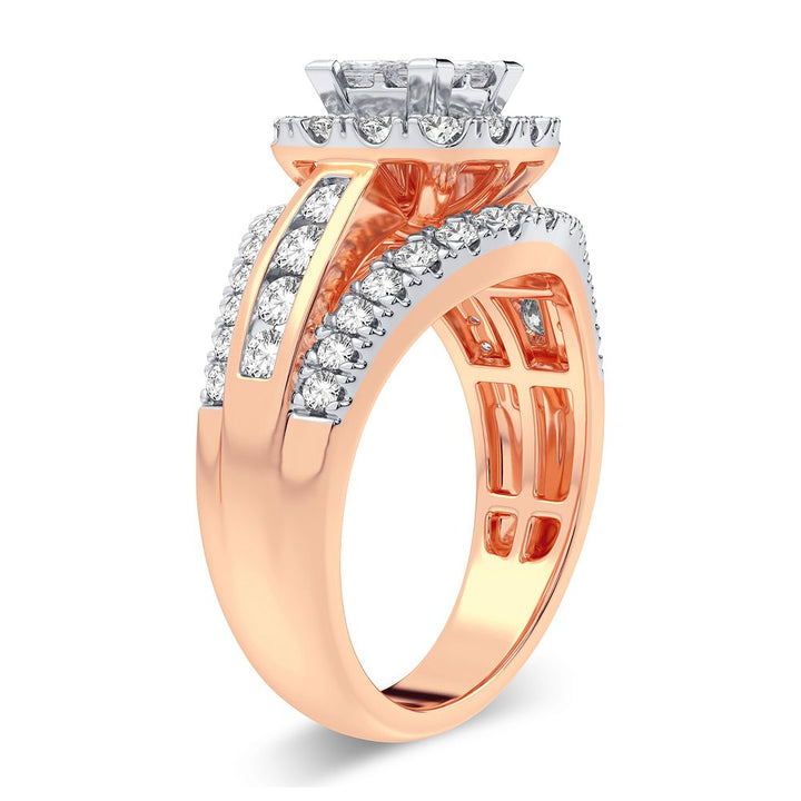 Romantic 14k Rose Gold 1.50CT Lab Diamond Engagement Ring