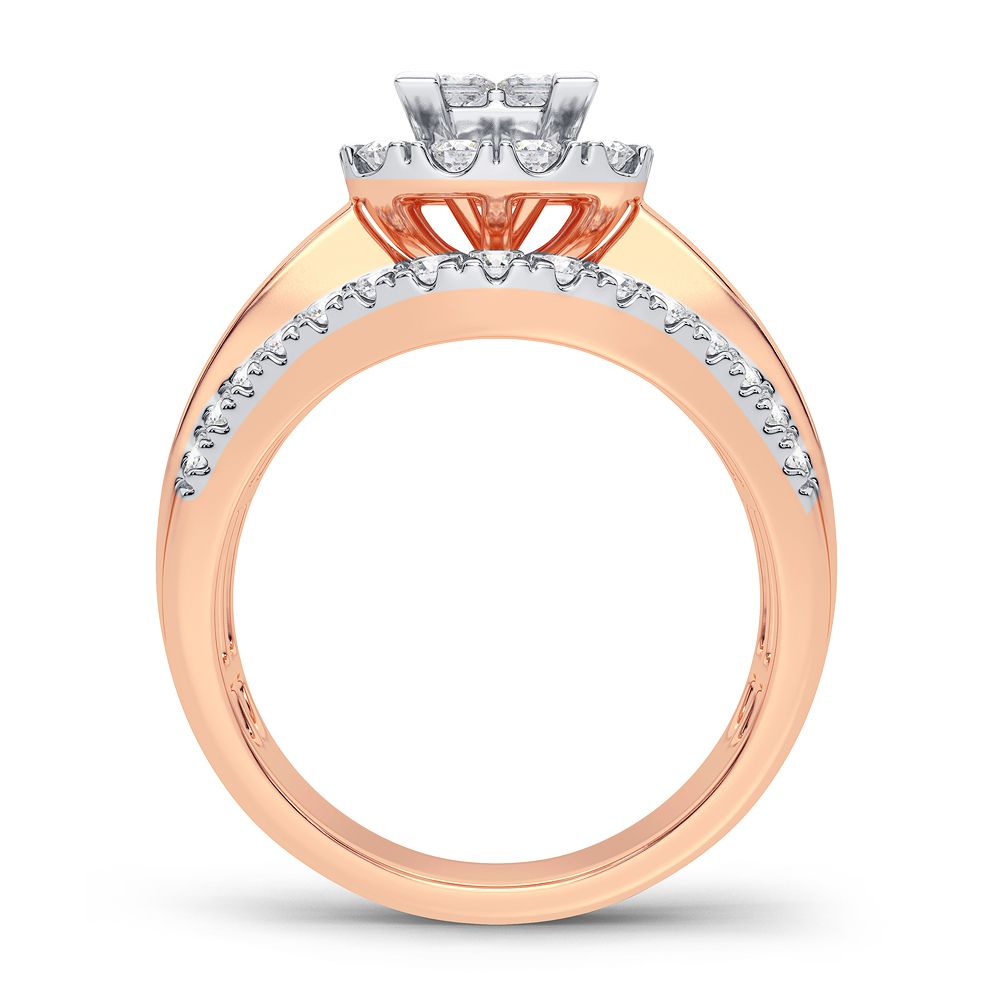Romantic 14k Rose Gold 1.50CT Lab Diamond Engagement Ring