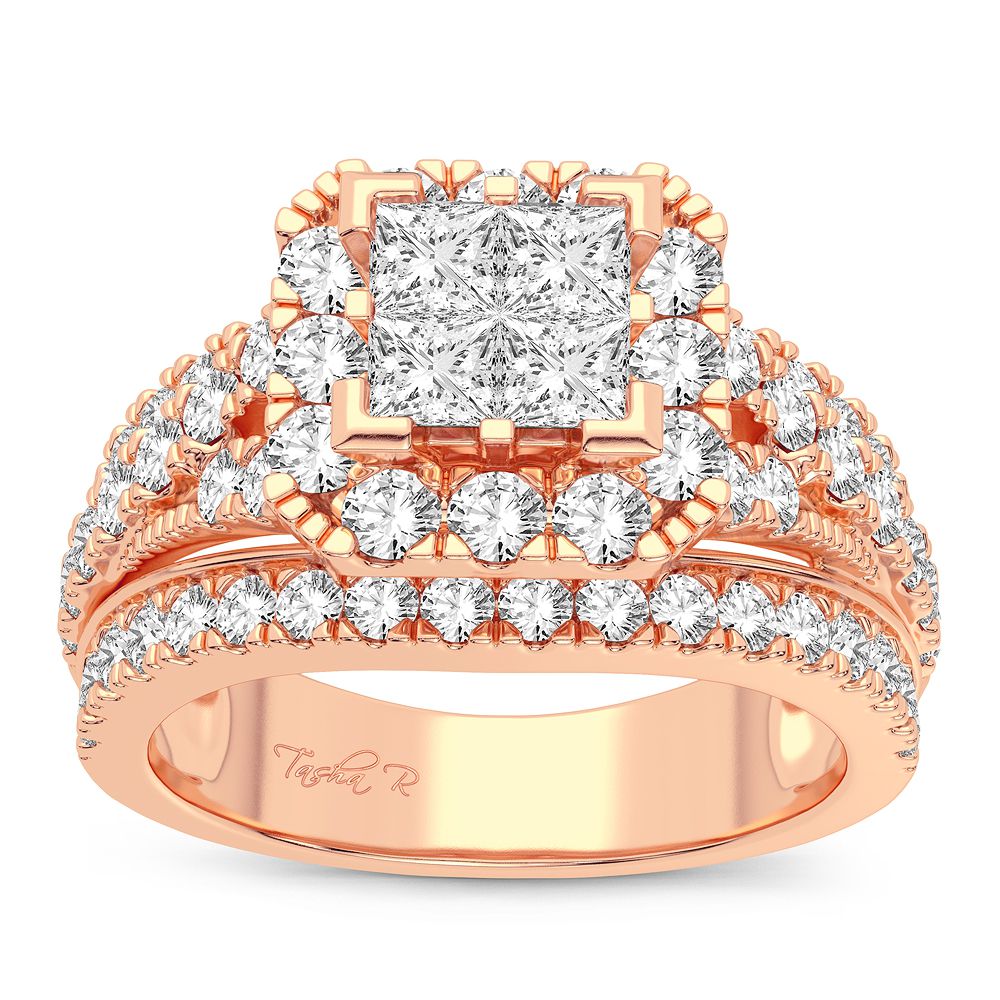 Romantic 14k Rose Gold Lab Diamond Engagement Ring 2CT