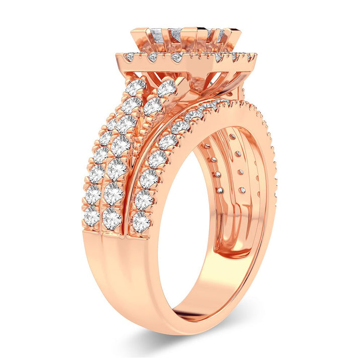 Romantic 14k Rose Gold Lab Diamond Engagement Ring 2CT