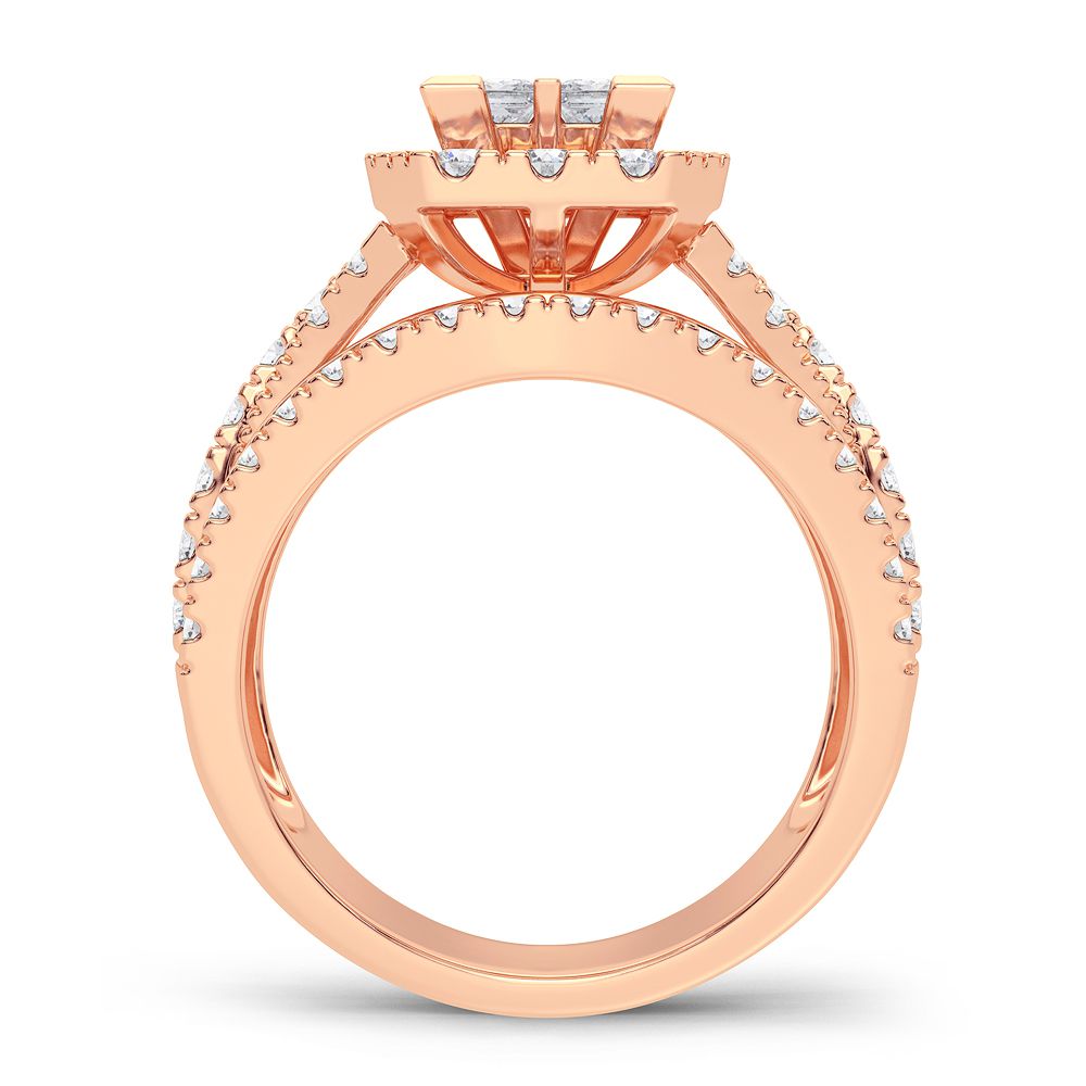 Romantic 14k Rose Gold Lab Diamond Engagement Ring 2CT