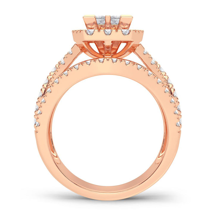 Romantic 14k Rose Gold Lab Diamond Engagement Ring 2CT