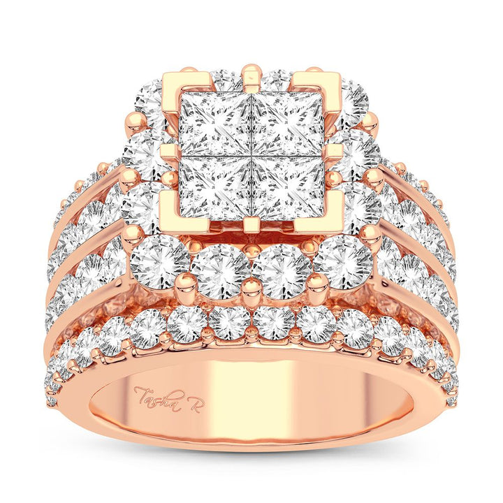 Romantic 14k Rose Gold 4CT Lab Diamond Bridal Ring