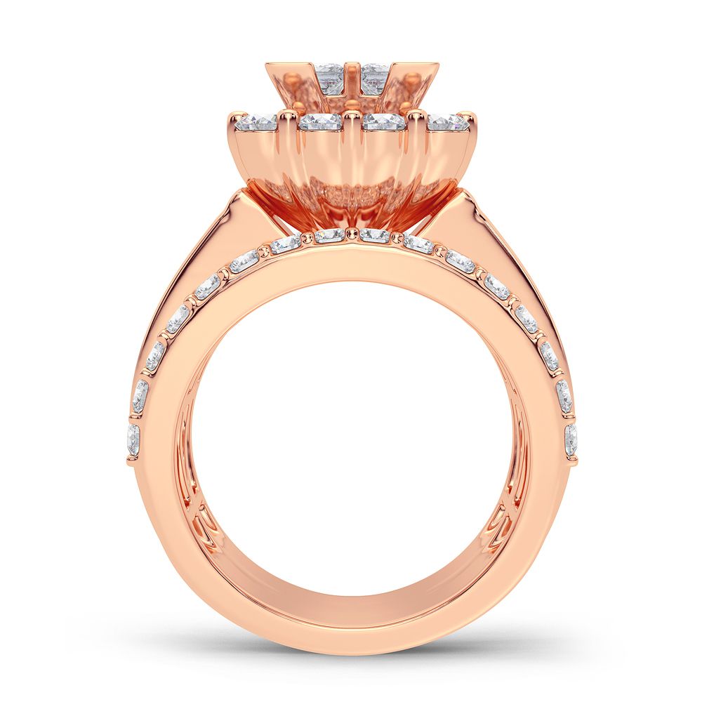 Romantic 14k Rose Gold 4CT Lab Diamond Bridal Ring