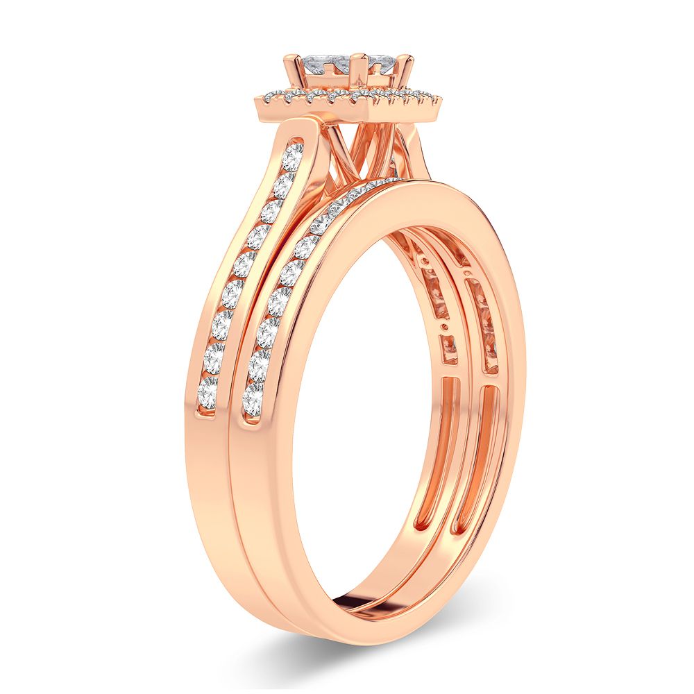 Romantic 10k Rose Gold Lab Diamond Bridal Ring (0.42CT)