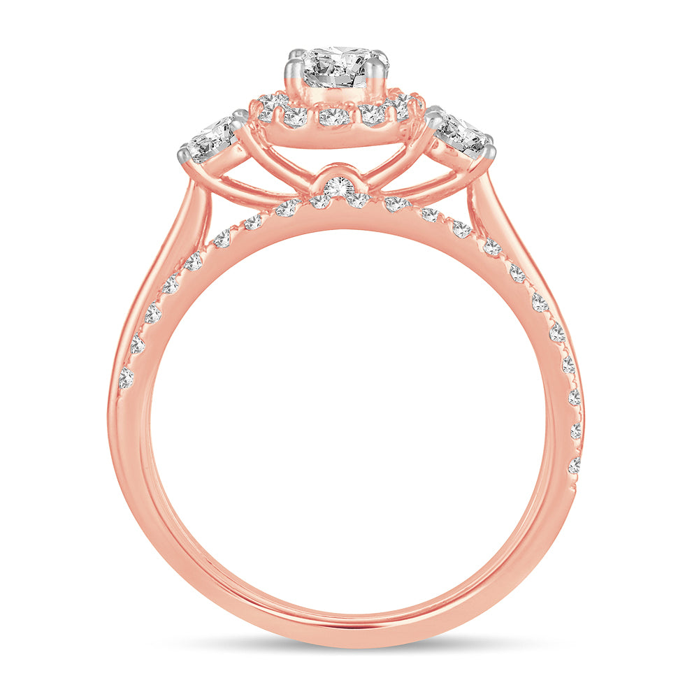 Romantic 14k Rose Gold Lab Diamond Engagement Ring 1.20CT