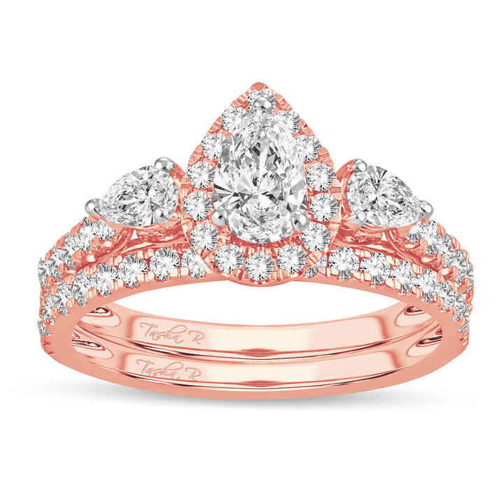 Romantic 14k Rose Gold 1.5CT Lab Diamond Engagement Ring
