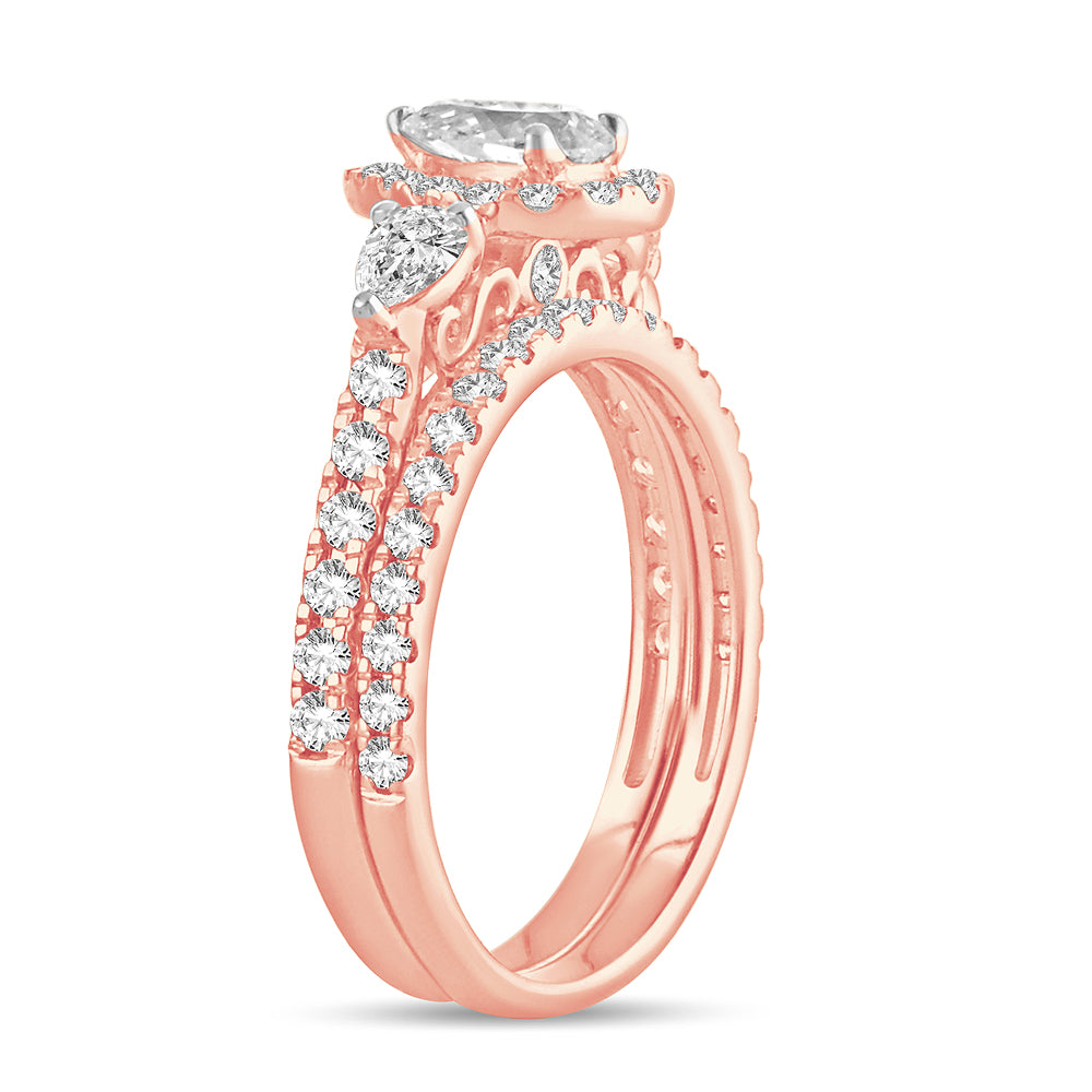 Romantic 14k Rose Gold 1.5CT Lab Diamond Engagement Ring