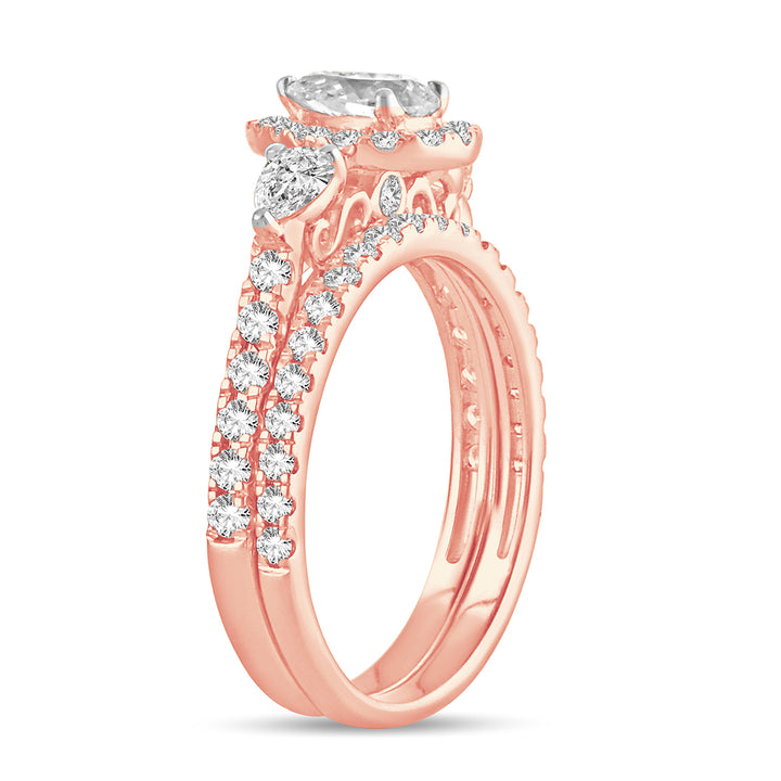 Romantic 14k Rose Gold 1.5CT Lab Diamond Engagement Ring