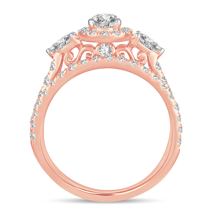 Romantic 14k Rose Gold 1.5CT Lab Diamond Engagement Ring